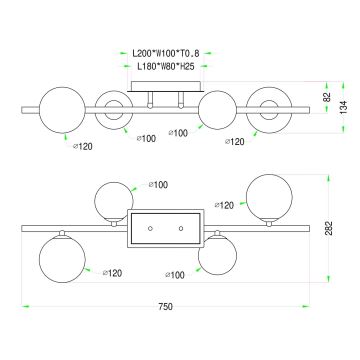 Wofi 7014-401W - LED Surface-mounted chandelier VILLA 4xG9/3W/230V gold