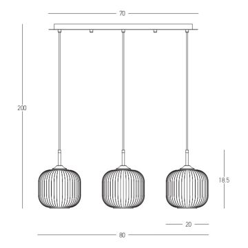 Zambelis 22074 - Chandelier on a string 3xE27/40W/230V