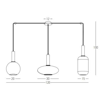 Zambelis 22151 - Chandelier on a string 3xE27/40W/230V gold