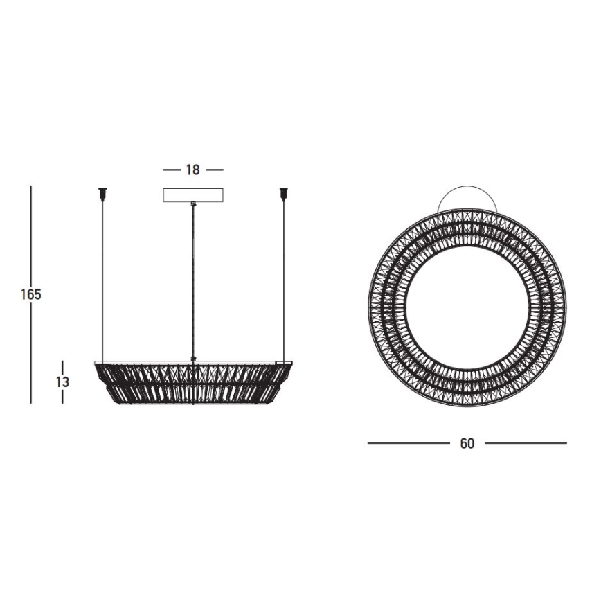 Zambelis 23046 - LED Dimmable crystal chandelier on a string LED/38W/230V CRI 90 3000K d. 60 cm brass