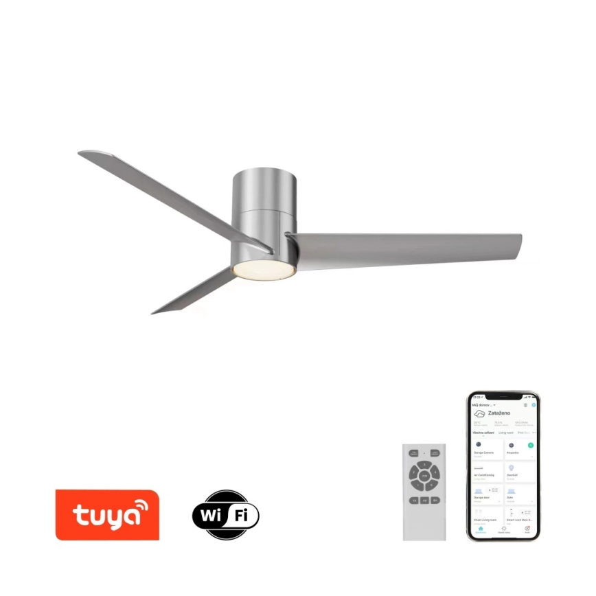 ZEVENTI - LED Ceiling fan BARROSA LED/18W/230V Wi-Fi Tuya chrome + remote control