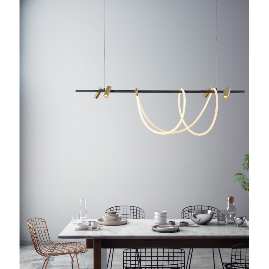 Zuma Line - LED Dimmable chandelier on a string LED/60W + LED/7,5W/230V 2700-6000K black/gold + remote control