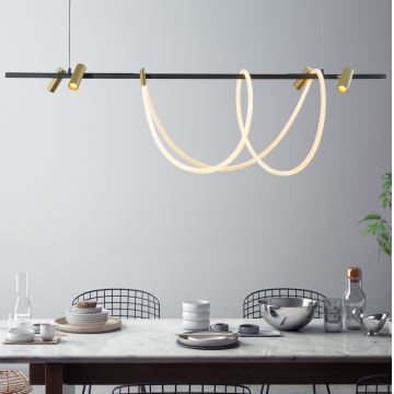 Zuma Line - LED Dimmable chandelier on a string LED/60W + LED/7,5W/230V 2700-6000K black/gold + remote control