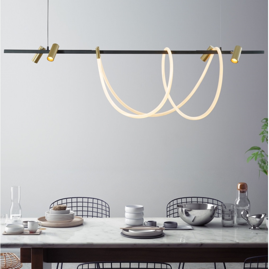 Zuma Line - LED Dimmable chandelier on a string LED/60W + LED/7,5W/230V 2700-6000K black/gold + remote control