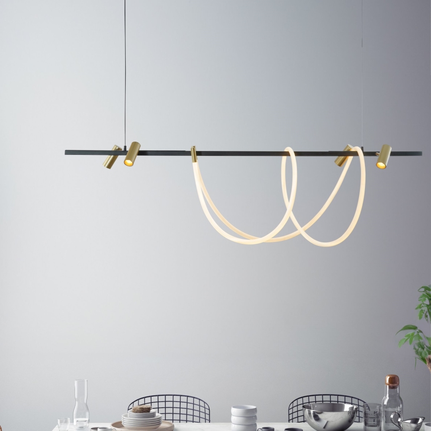 Zuma Line - LED Dimmable chandelier on a string LED/60W + LED/7,5W/230V 2700-6000K black/gold + remote control