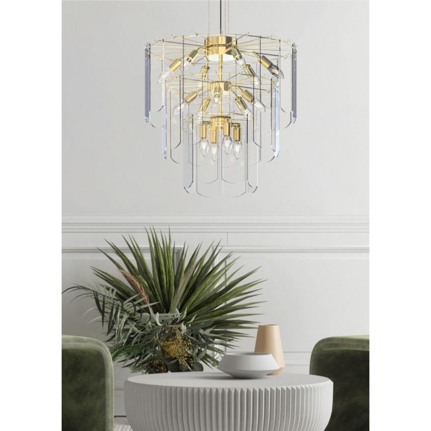 Zuma Line - Chandelier on a string 14xE14/40W/230V gold