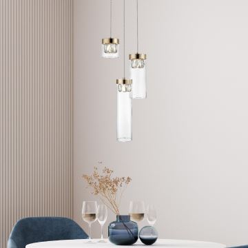 Zuma Line - Crystal chandelier on a string 3xG9/28W/230V brass