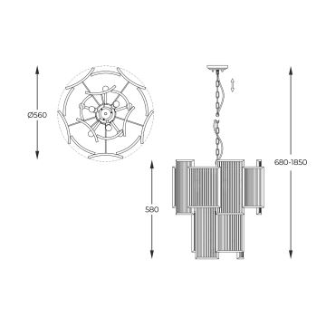 Zuma Line - Chandelier on a chain 8xE14/60W/230V gold