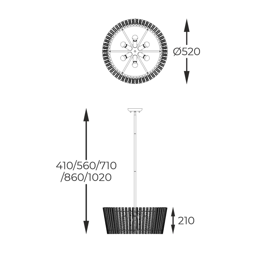 Zuma Line - Chandelier on a pole 6xE14/40W/230V gold