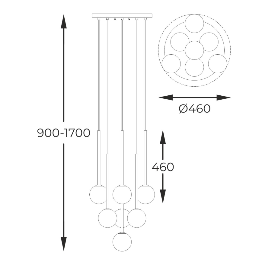 Zuma Line - Chandelier on a string 7xG9/4W/230V black